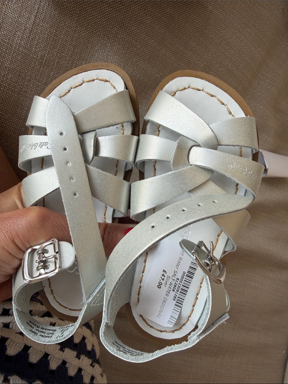 The Salt water sandal- silver size 8